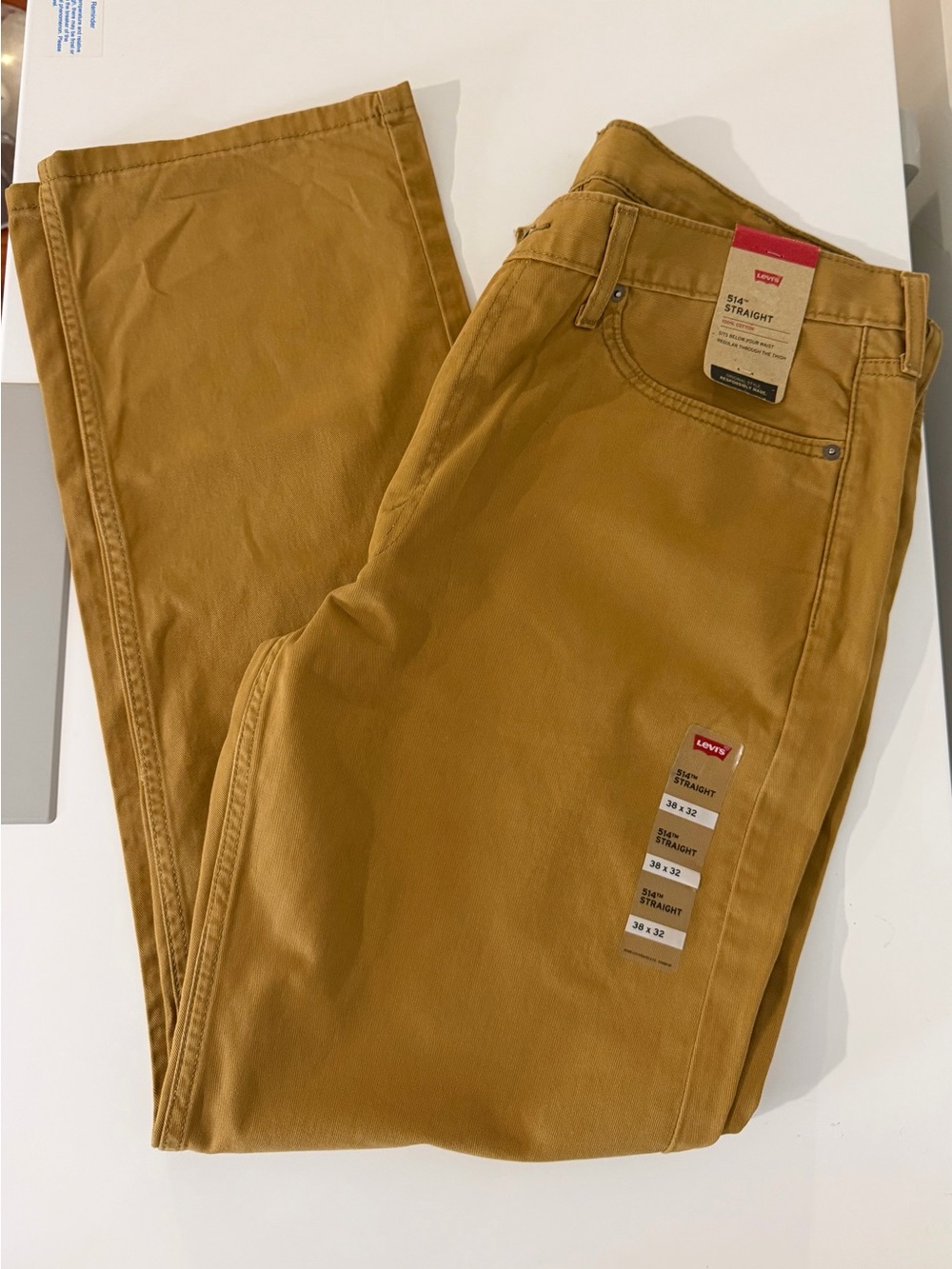 Levi's Men's 514 Straight Fit Mustard/Tan pants size 38x32